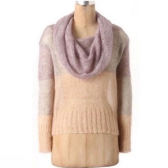 Knitted & Knotted x Anthropologie Women's Sheer Cowl Neck Mohair Blend Sweater S - Picture 1 of 8